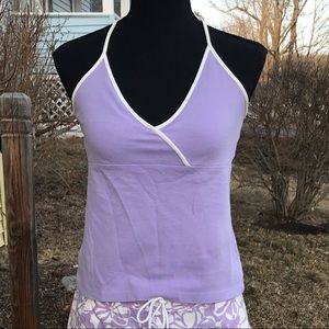 LOFT BRA TOP *EUC! *XS *SHELF BRA *LAVENDER WITH WHITE PIPING